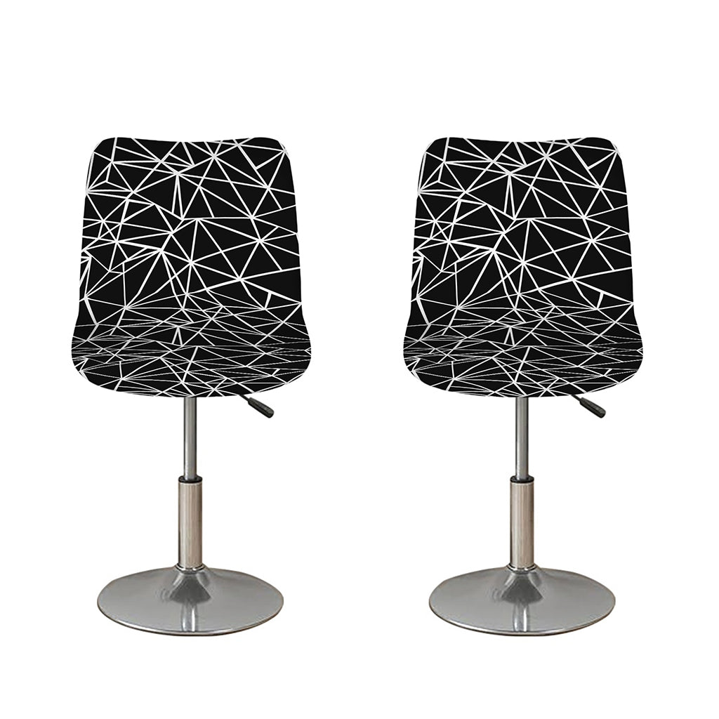 Black And White Geometric Mosaic Print Bar Stool Covers