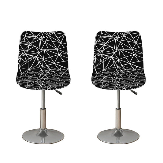 Black And White Geometric Mosaic Print Bar Stool Covers