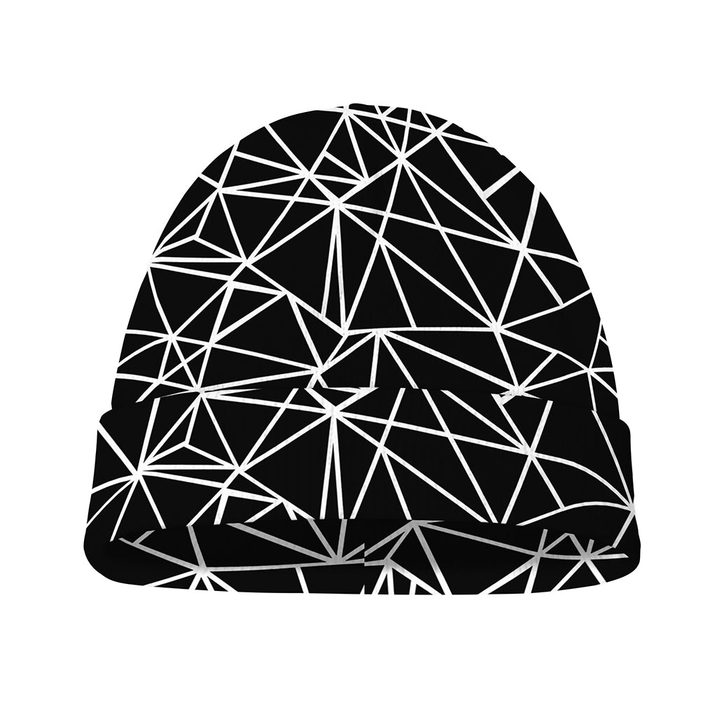 Black And White Geometric Mosaic Print Beanie