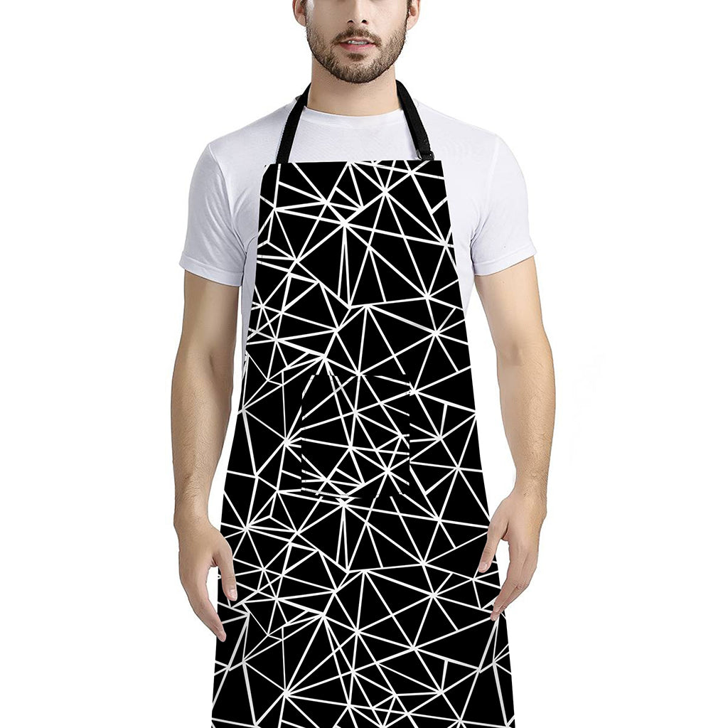 Black And White Geometric Mosaic Print Bib Apron With Pocket