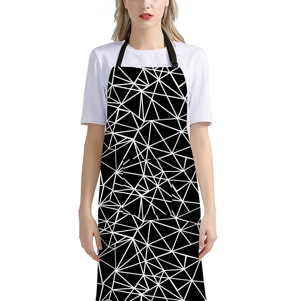 Black And White Geometric Mosaic Print Bib Apron With Pocket