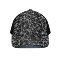 Black And White Geometric Mosaic Print Black Mesh Trucker Hat