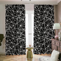 Black And White Geometric Mosaic Print Dimout Pencil Pleat Curtains