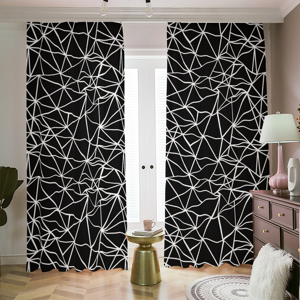 Black And White Geometric Mosaic Print Blackout Pencil Pleat Curtains