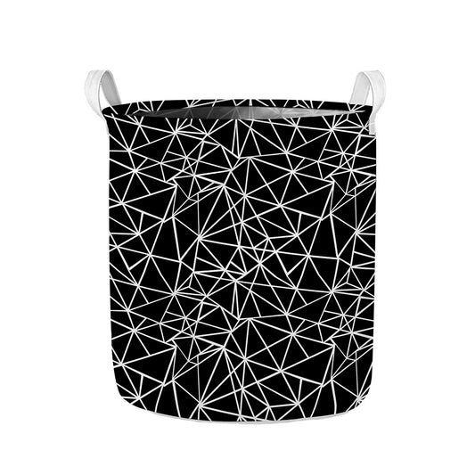 Black And White Geometric Mosaic Print Collapsible Laundry Basket