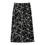 Black And White Geometric Mosaic Print Cotton Front Slit Maxi Skirt