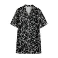 Black And White Geometric Mosaic Print Cotton Hawaiian Shirt