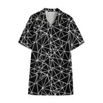 Black And White Geometric Mosaic Print Cotton Hawaiian Shirt