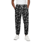 Black And White Geometric Mosaic Print Cotton Pants