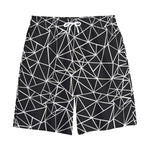 Black And White Geometric Mosaic Print Cotton Shorts