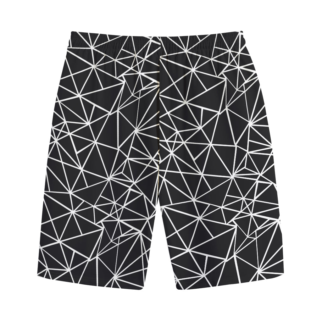 Black And White Geometric Mosaic Print Cotton Shorts