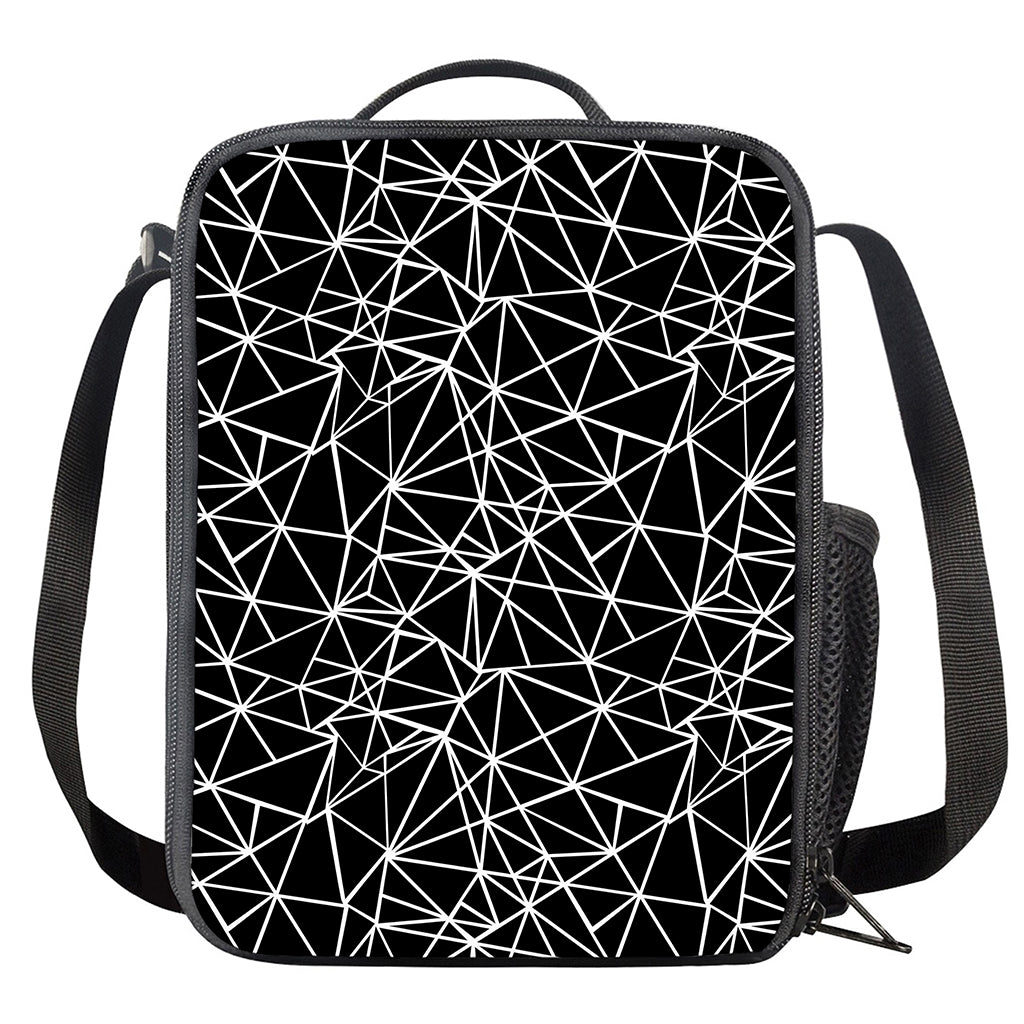 Black And White Geometric Mosaic Print Crossbody Lunch Bag