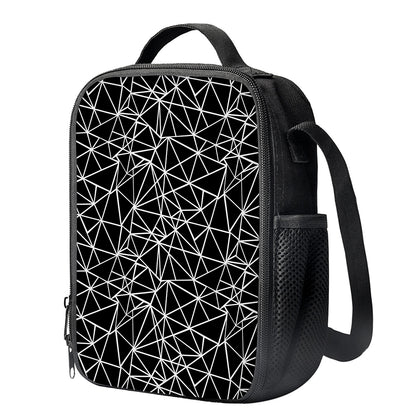 Black And White Geometric Mosaic Print Crossbody Lunch Bag
