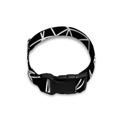Black And White Geometric Mosaic Print Dog Collar