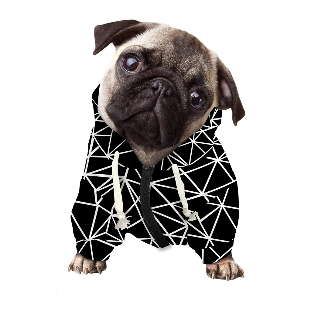 Black And White Geometric Mosaic Print Dog Zip Up Hoodie