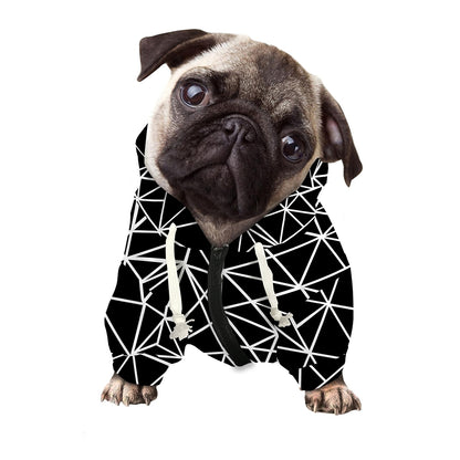 Black And White Geometric Mosaic Print Dog Zip Up Hoodie
