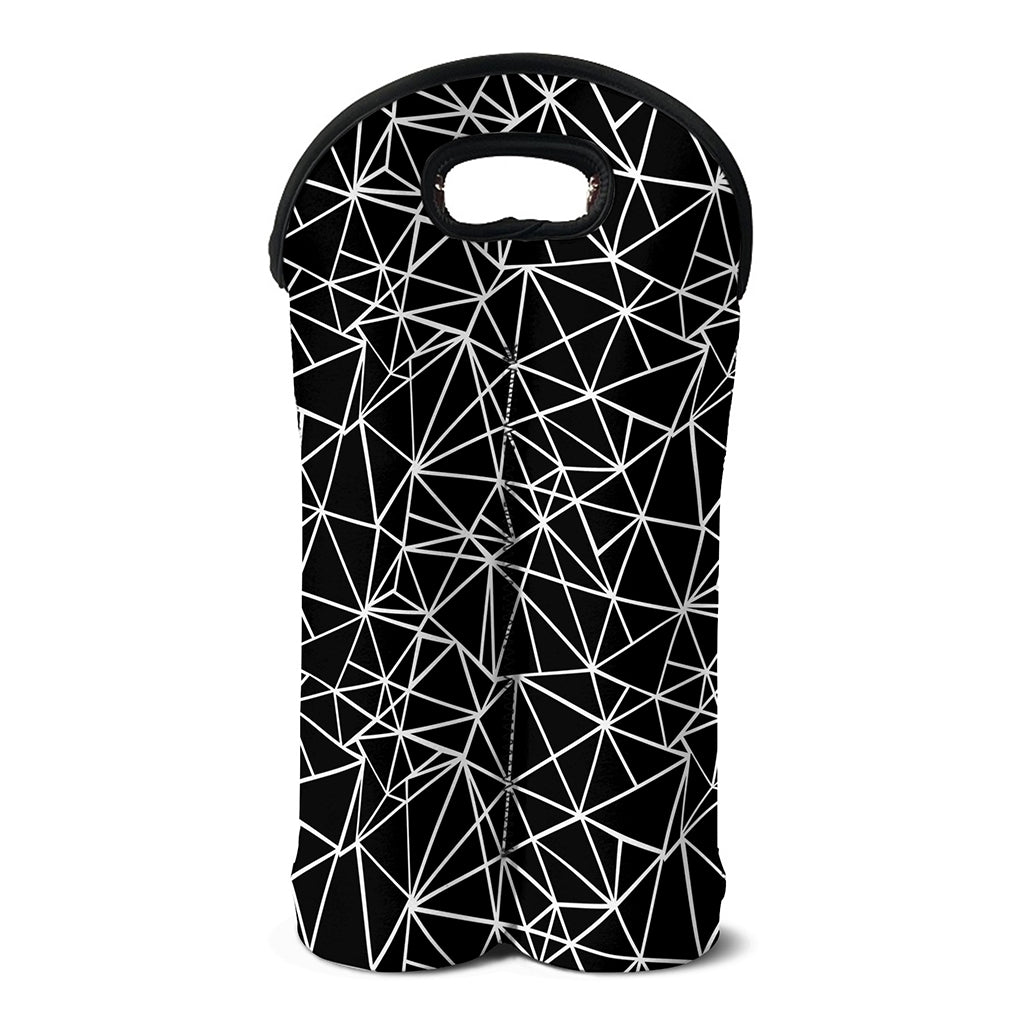 Black And White Geometric Mosaic Print Double Neoprene Wine Tote