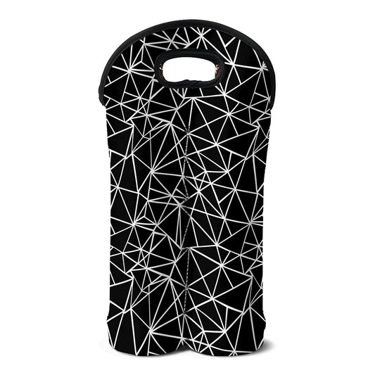 Black And White Geometric Mosaic Print Double Neoprene Wine Tote