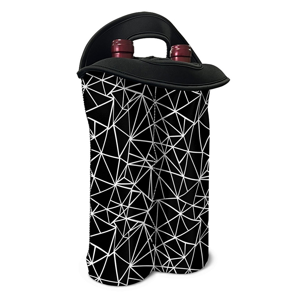 Black And White Geometric Mosaic Print Double Neoprene Wine Tote