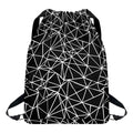 Black And White Geometric Mosaic Print Drawstring Backpack