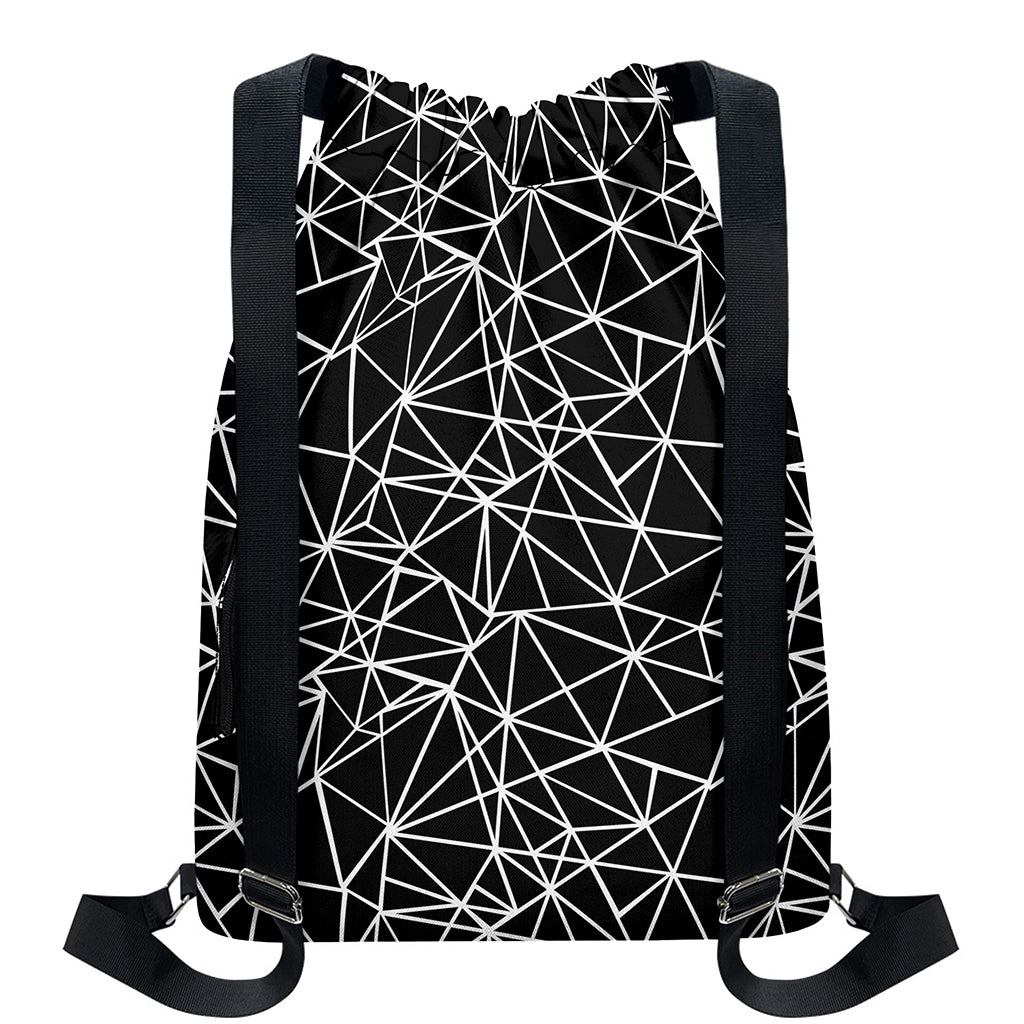 Black And White Geometric Mosaic Print Drawstring Backpack