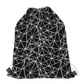 Black And White Geometric Mosaic Print Drawstring Bag