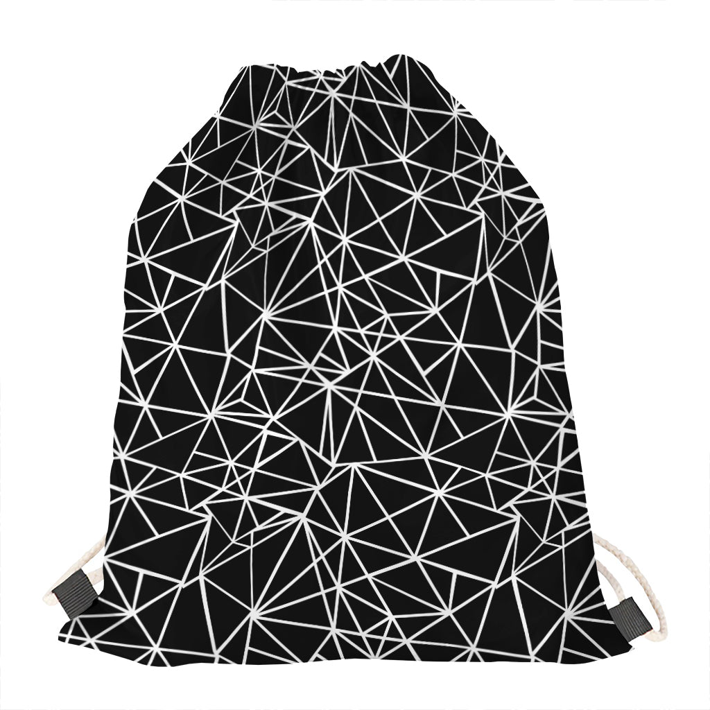 Black And White Geometric Mosaic Print Drawstring Bag