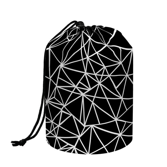 Black And White Geometric Mosaic Print Drawstring Makeup Bag