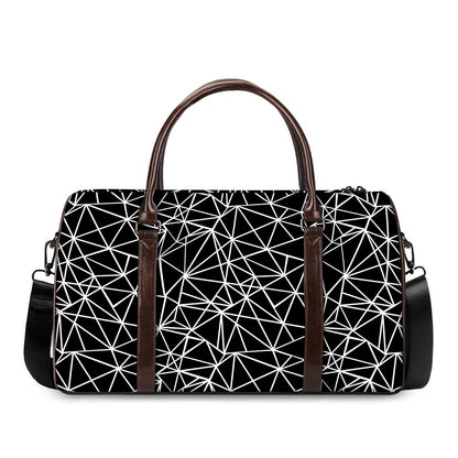 Black And White Geometric Mosaic Print Duffle Bag