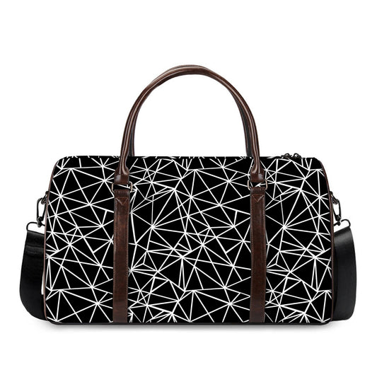 Black And White Geometric Mosaic Print Duffle Bag