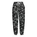 Black And White Geometric Mosaic Print Fleece Lined Knit Pants