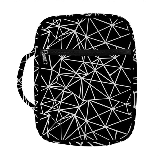 Black And White Geometric Mosaic Print Front Pocket Bible Bag