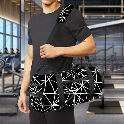 Black And White Geometric Mosaic Print Gym Bag