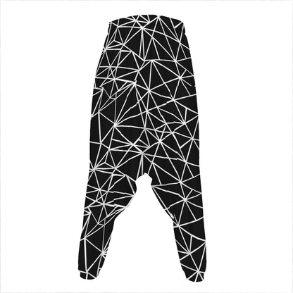 Black And White Geometric Mosaic Print Hammer Pants