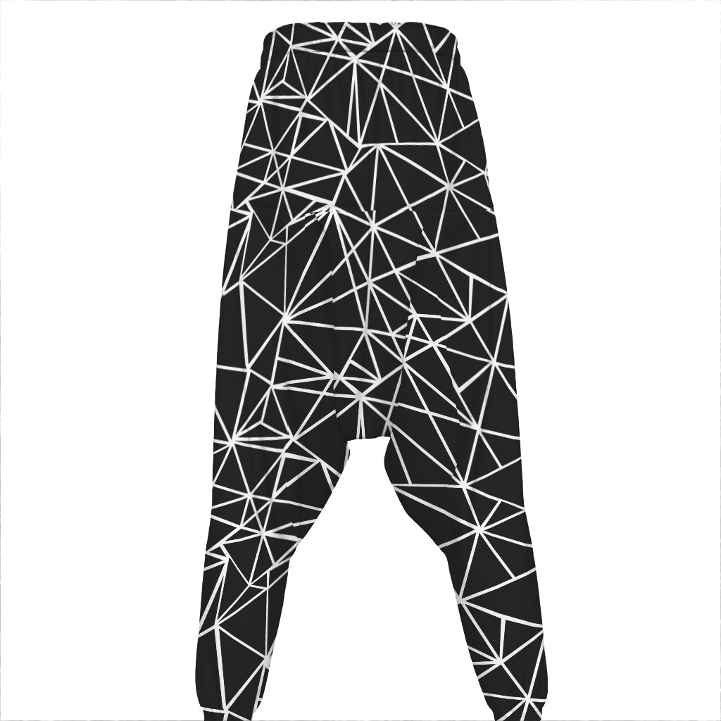 Black And White Geometric Mosaic Print Hammer Pants