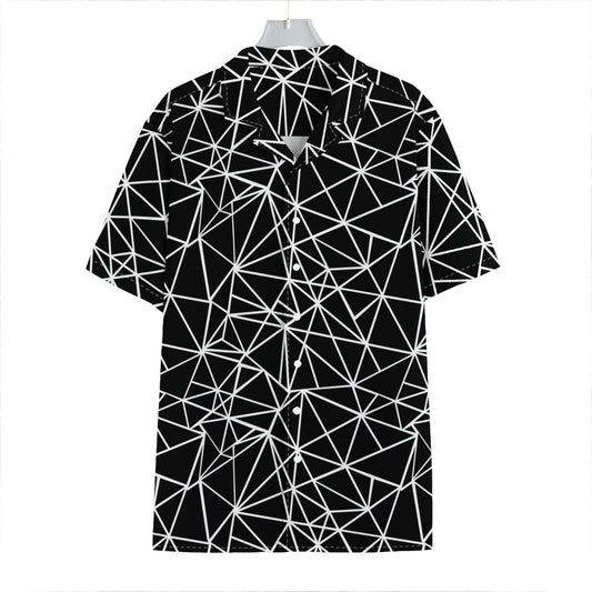 Black And White Geometric Mosaic Print Hawaiian Shirt