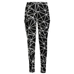 Black And White Geometric Mosaic Print High-Waisted Pocket Leggings