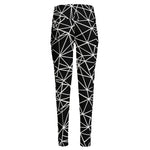 Black And White Geometric Mosaic Print High-Waisted Pocket Leggings