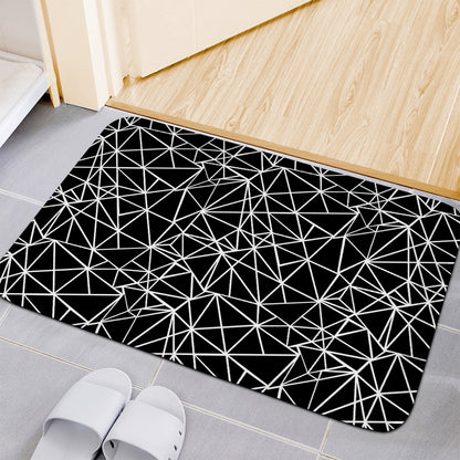 Black And White Geometric Mosaic Print Indoor Door Mat