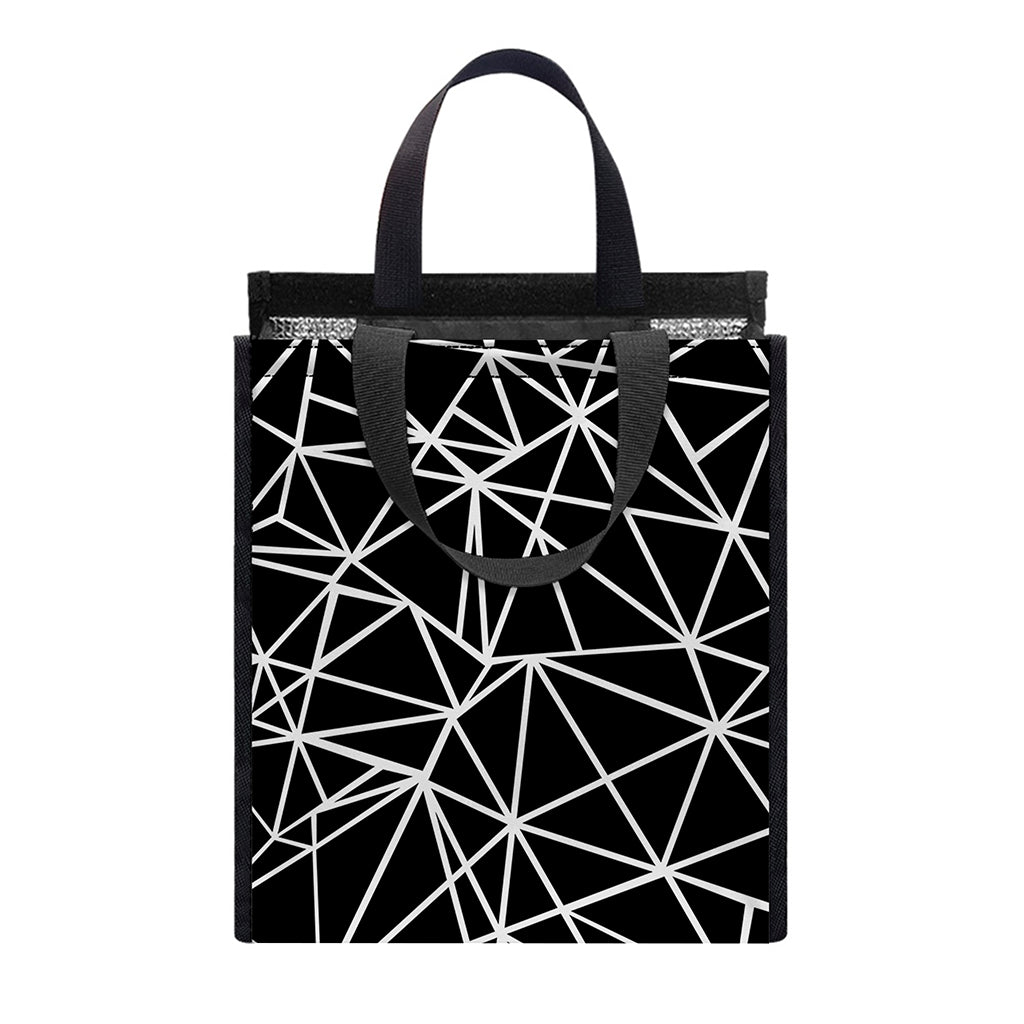 Black And White Geometric Mosaic Print Insulated Lunch Tote