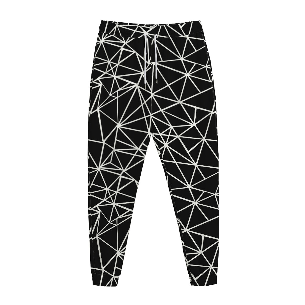 Black And White Geometric Mosaic Print Jogger Pants