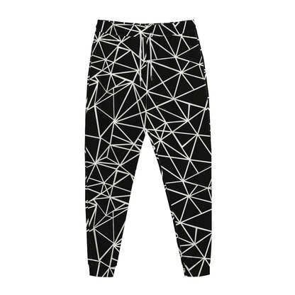 Black And White Geometric Mosaic Print Jogger Pants