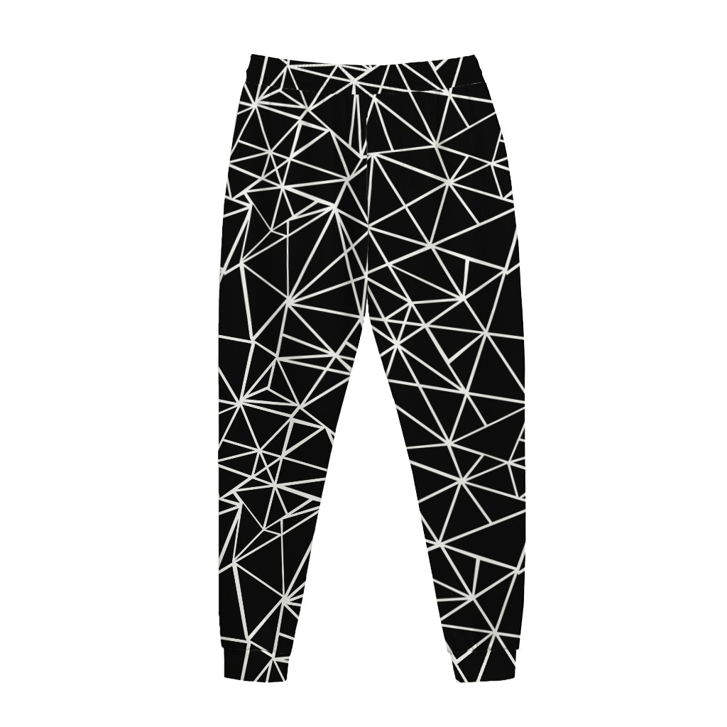 Black And White Geometric Mosaic Print Jogger Pants