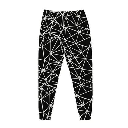 Black And White Geometric Mosaic Print Jogger Pants