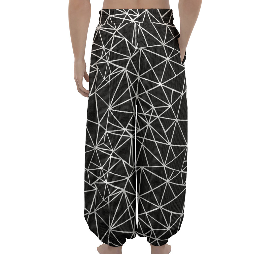 Black And White Geometric Mosaic Print Lantern Pants