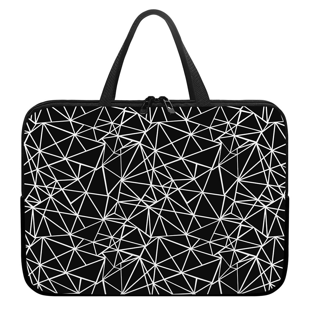 Black And White Geometric Mosaic Print Laptop Sleeve With Handle