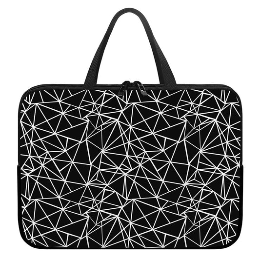 Black And White Geometric Mosaic Print Laptop Sleeve With Handle