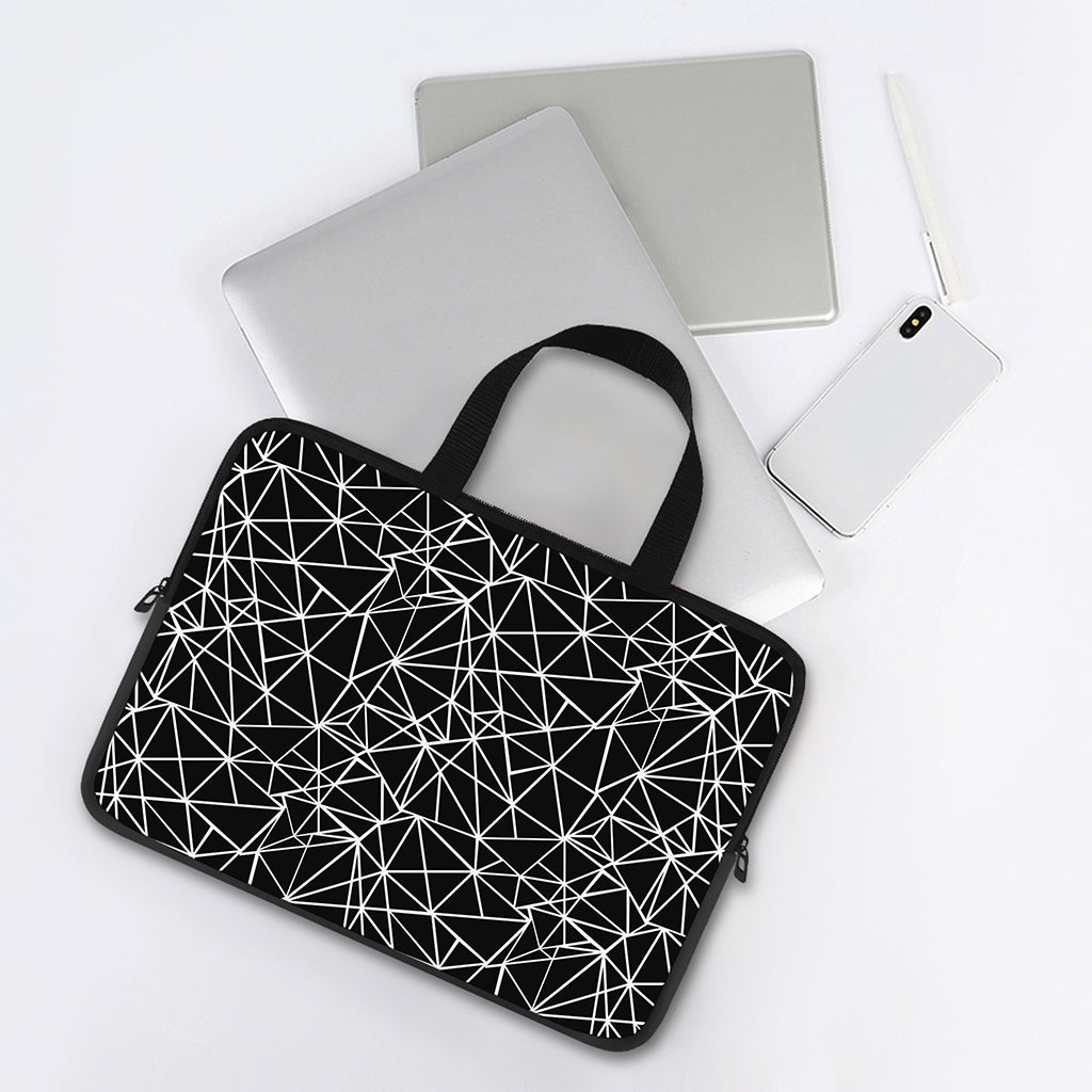 Black And White Geometric Mosaic Print Laptop Sleeve With Handle