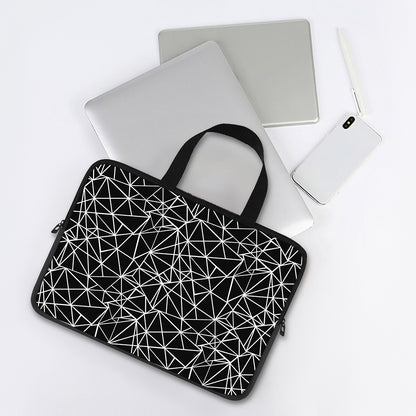 Black And White Geometric Mosaic Print Laptop Sleeve With Handle