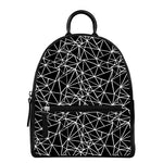 Black And White Geometric Mosaic Print Leather Backpack